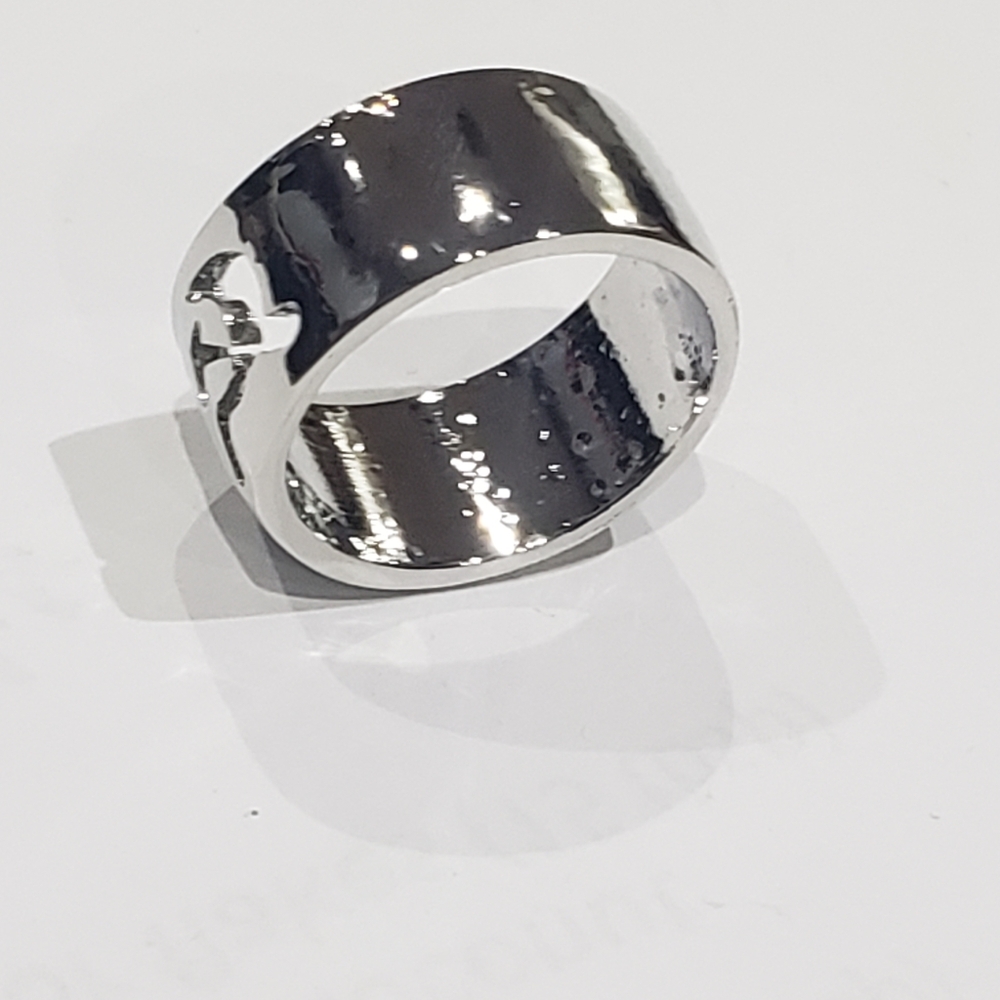 Elegant 925 Silver Filled Openwork Sickle Men & Women Ring Size 7 - Picture 7 of 8